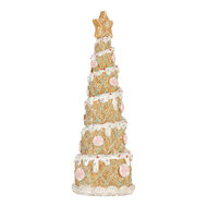 Clayre & Eef | Kerstdecoratie Kerstboom Bruin Wit ø 9x25 cm | 6PR5866