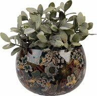 Clayre & Eef | Bloempot Zwart Groen ø 16x12 cm | 65893