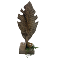 Ornament hout blad veer vintage bruin 46 x 18,5 cm | 821857 | Home Sweet Home | Stoer & Sober Landelijke Woonstijl