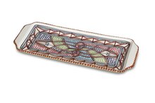 Handgemaakte Keramieken Serveerschaal 35x14 cm &ndash; Kleurrijk Design in Bruin Rood, Groen &amp; Blauw