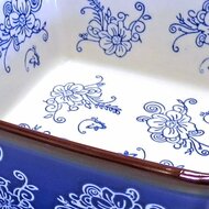 Ovenschaal keramisch vierkant Floral Lace Blue 17 x 17 cm 1 liter Maat S | FLB-VK17 | Lavandoux