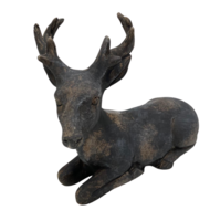 Decoratiebeeld Hert liggend vintage zwart steen maat M 27  x 12 cm | 810088 | Home Sweet Home | Stoer & Sober Woonstijl