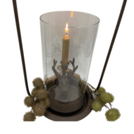 Windlicht kandelaar bruin hertenkop 55,5 x 27,5 cm  | 823741 | Home Sweet Home | Woonstijl Stoer &amp; Industrieel 