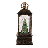Clayre &amp; Eef | Kerstdecoratie Lantaarn met Kerstboom Bruin 8x8x20 cm / 3xAAA | 66408