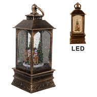 Clayre &amp; Eef | Kerstdecoratie Lantaarn met Kerstboom Bruin 8x8x20 cm / 3xAAA | 66409