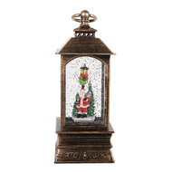 Clayre &amp; Eef | Kerstdecoratie Lantaarn met Kerstman Bruin 8x8x20 cm / 3xAAA | 66410