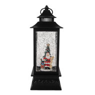 Clayre &amp; Eef | Kerstdecoratie Lantaarn met Kerstman Zwart 10x10x28 cm / 3xAA | 66411