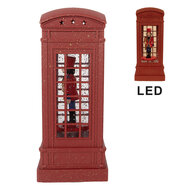 Clayre &amp; Eef | Kerstdecoratie telefooncel met Notenkraker Rood 9x9x21 cm / 3xAAA | 66412