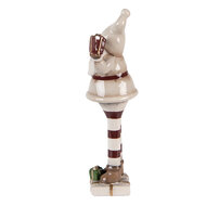 Clayre &amp; Eef | Kerstdecoratie Kerstman Beige Rood 8x7x23 cm | 6CE2251