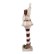 Clayre &amp; Eef | Kerstdecoratie Kerstman Beige Rood 9x8x30 cm | 6CE2252
