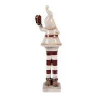 Clayre &amp; Eef | Kerstdecoratie Kerstman Beige Rood 9x8x30 cm | 6CE2252