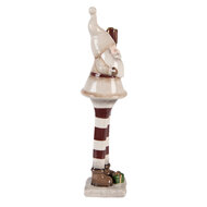 Clayre &amp; Eef | Kerstdecoratie Kerstman Beige Rood 9x8x30 cm | 6CE2252