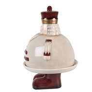 Clayre &amp; Eef | Decoratief Schaaltje met Deksel Beige Rood &oslash; 17x25 cm | 6CE2254
