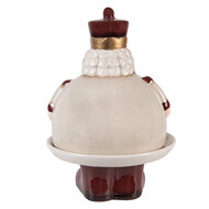 Clayre &amp; Eef | Decoratief Schaaltje met Deksel Beige Rood &oslash; 17x25 cm | 6CE2254