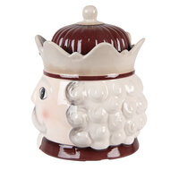 Clayre &amp; Eef | Voorraadpot Deksel Beige Rood &oslash; 16x19 cm | 6CE2257