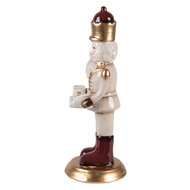Clayre &amp; Eef | Kerstdecoratie Notenkraker met kalender Beige Rood 10x10x27 cm | 6CE2260