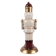 Clayre &amp; Eef | Kerstdecoratie Notenkraker met kalender Beige Rood 10x10x27 cm | 6CE2260