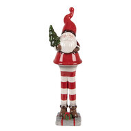 Clayre &amp; Eef | Kerstdecoratie Kerstman Rood Wit 9x8x30 cm | 6CE2265