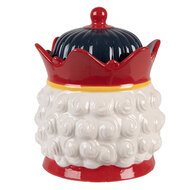Clayre &amp; Eef | Voorraadpot Deksel Rood Wit &oslash; 16x19 cm | 6CE2266