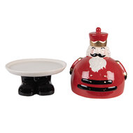 Clayre &amp; Eef | Decoratief Schaaltje met Deksel Rood Wit &oslash; 17x25 cm | 6CE2267
