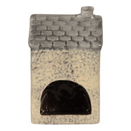 Clayre &amp; Eef | Theelichthouder Kerst Huisje Beige Grijs 9x8x15 cm | 6CE2277