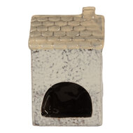 Clayre &amp; Eef | Theelichthouder Kerst Huisje Grijs Beige 9x8x15 cm | 6CE2278