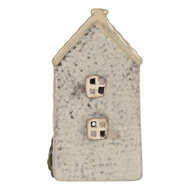 Clayre &amp; Eef | Theelichthouder Kerst Huisje Grijs Beige 9x8x15 cm | 6CE2278