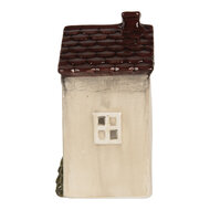 Clayre &amp; Eef | Theelichthouder Kerst Huisje Beige Rood 10x8x15 cm | 6CE2279