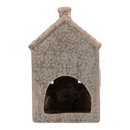 Clayre &amp; Eef | Theelichthouder Kerst Huisje Blauw Roze 10x8x15 cm | 6CE2280