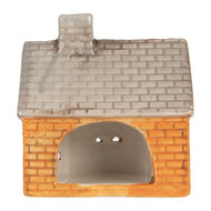 Clayre &amp; Eef | Theelichthouder Kerst Huisje Oranje Beige 13x8x14 cm | 6CE2283