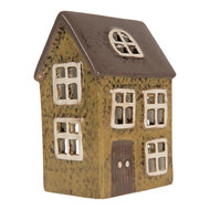 Clayre &amp; Eef | Theelichthouder Kerst Huisje Groen Bruin 10x7x14 cm | 6CE2286