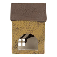 Clayre &amp; Eef | Theelichthouder Kerst Huisje Groen Bruin 10x7x14 cm | 6CE2286