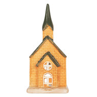 Clayre &amp; Eef | Theelichthouder Kerst Huisje Oranje Groen 9x8x21 cm | 6CE2287
