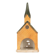Clayre &amp; Eef | Theelichthouder Kerst Huisje Oranje Groen 9x8x21 cm | 6CE2287