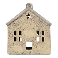 Clayre &amp; Eef | Theelichthouder Kerst Huisje Beige Grijs 13x8x15 cm | 6CE2289