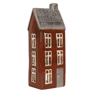 Clayre &amp; Eef | Theelichthouder Kerst Huisje Bruin Grijs 10x7x26 cm | 6CE2295