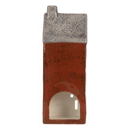 Clayre &amp; Eef | Theelichthouder Kerst Huisje Bruin Grijs 10x7x26 cm | 6CE2295