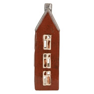 Clayre &amp; Eef | Theelichthouder Kerst Huisje Bruin Grijs 10x7x26 cm | 6CE2295