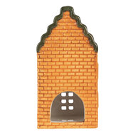 Clayre &amp; Eef | Theelichthouder Kerst Huisje Oranje Groen 9x10x19 cm | 6CE2302