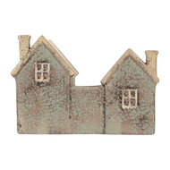 Clayre &amp; Eef | Theelichthouder Kerst Huisje Groen Beige 22x9x15 cm | 6CE2306