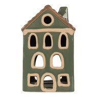 Clayre &amp; Eef | Theelichthouder Kerst Huisje Groen Bruin 9x8x15 cm | 6CE2309