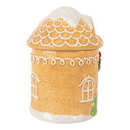 Clayre &amp; Eef | Voorraadpot Deksel Bruin Wit &oslash; 13x17 cm | 6CE2363