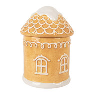 Clayre &amp; Eef | Voorraadpot Deksel Bruin Wit &oslash; 13x17 cm | 6CE2363