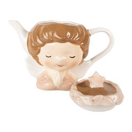 Clayre &amp; Eef | Theepot Beige Roze 21x12x16 cm / 650 ml | 6CETE0184
