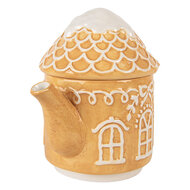 Clayre &amp; Eef | Theepot met Mok Bruin Wit 19x12x23 cm / 550 ml / 450 ml | 6CETE0213