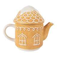 Clayre &amp; Eef | Theepot met Mok Bruin Wit 19x12x23 cm / 550 ml / 450 ml | 6CETE0213