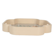 Clayre &amp; Eef | Decoratief Dienblad set van 2 Beige Roze 30x30x5 / 24x24x5 cm | 6H2461