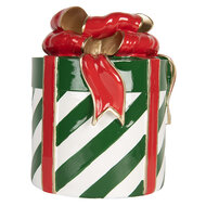 Clayre &amp; Eef | Decoratie Cadeautje Groen Rood &oslash; 21x25 cm | 6PR5764