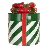Clayre &amp; Eef | Decoratie Cadeautje Groen Rood &oslash; 21x25 cm | 6PR5764