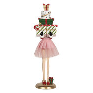 Clayre &amp; Eef | Decoratie Vrouw Roze Wit 10x10x36 cm | 6PR5769